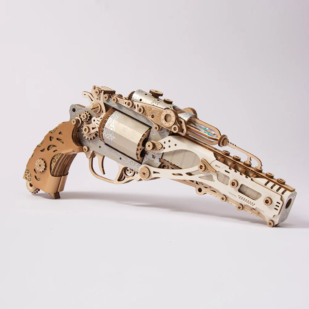Steampunk revolver - White